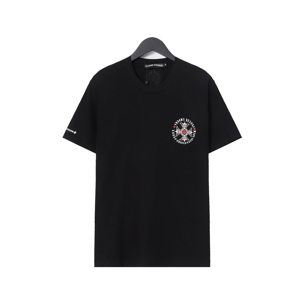 Chrome Heart T Shirts Croix Cross Leather Printed Short Sleeve T-Shirt
