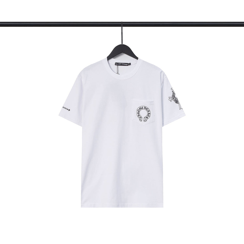Chrome Heart T Shirts Chrome Hearts Cross Sanskrit Print Short Sleeve Crew Neck T-Shirt