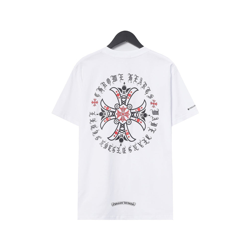 Chrome Heart T Shirts Croix Cross Leather Printed Short Sleeve T-Shirt